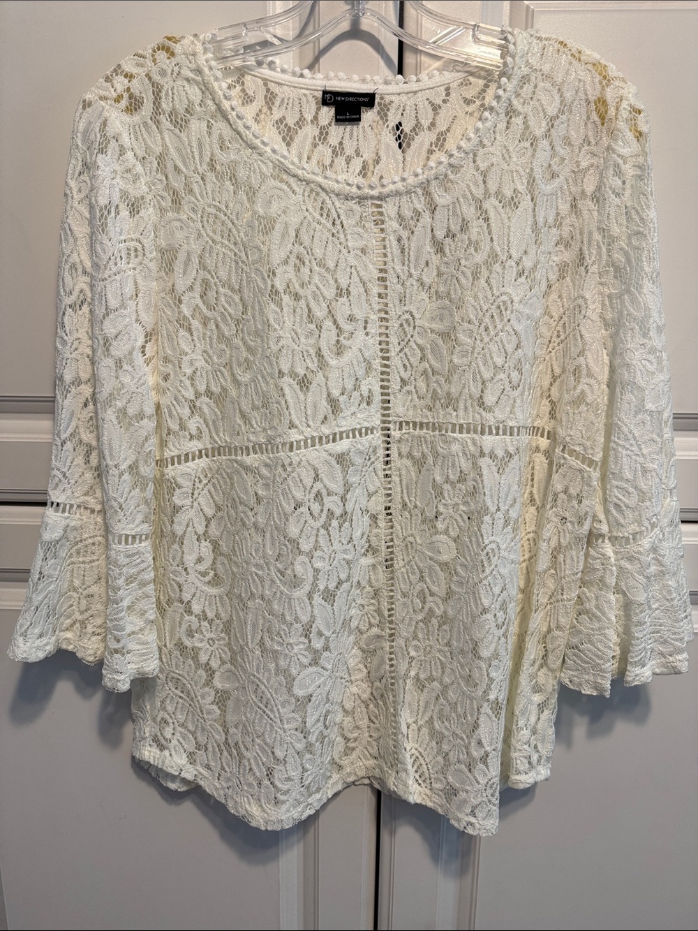 new directions Cream Lace Crochet Blouse